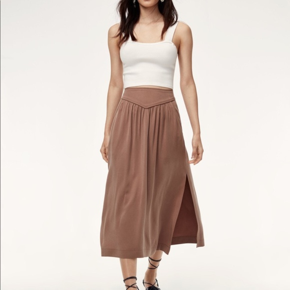 ARITZIA | Wilfred Gabrielle Midi Skirt in Nutmeg Brown XXS